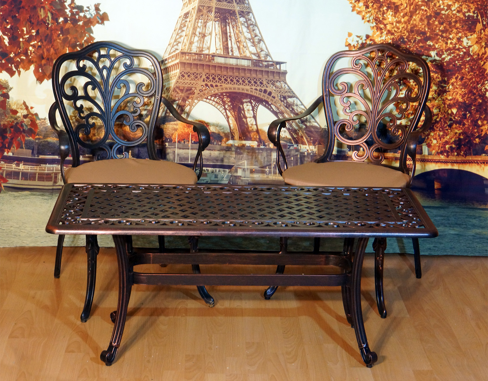Мебель для улицы, садовые кресла и столик из металла, кофейный комплект мебели на балкон