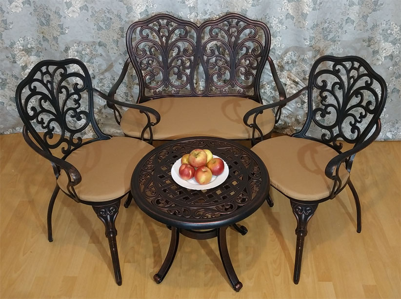 Металлическая садовая мебель литая из алюминия и чугуна для дачи и кафе, кованая мебель столы и кресла металлические для ландшафтного дизайна