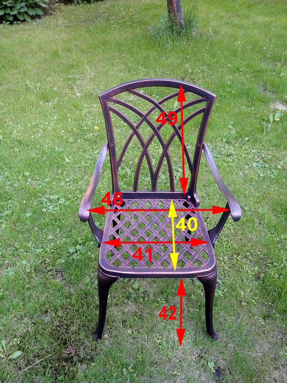 Литое садовое кресло Конвессо для полных людей садовая мебель литье алюминия и чугуна для кафе и на дачу.