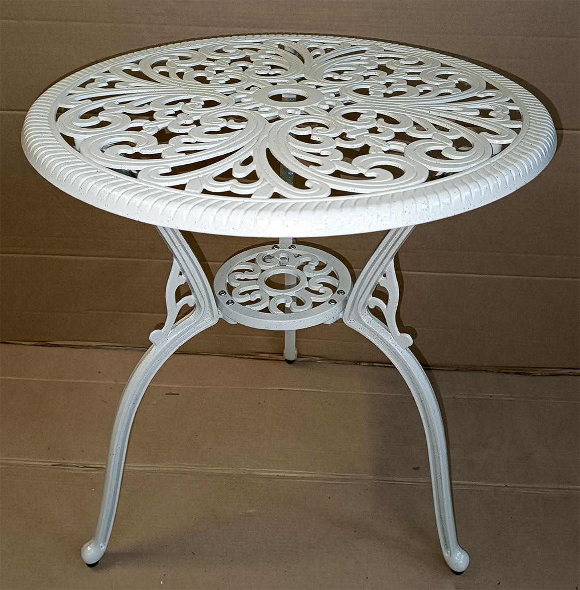 Круглый садовый стол из литого алюминия, чугунная мебель для дачи в беседку, стол под цветок, ажурный металлический столик патио, мебель для пансионатов и кафе бистро