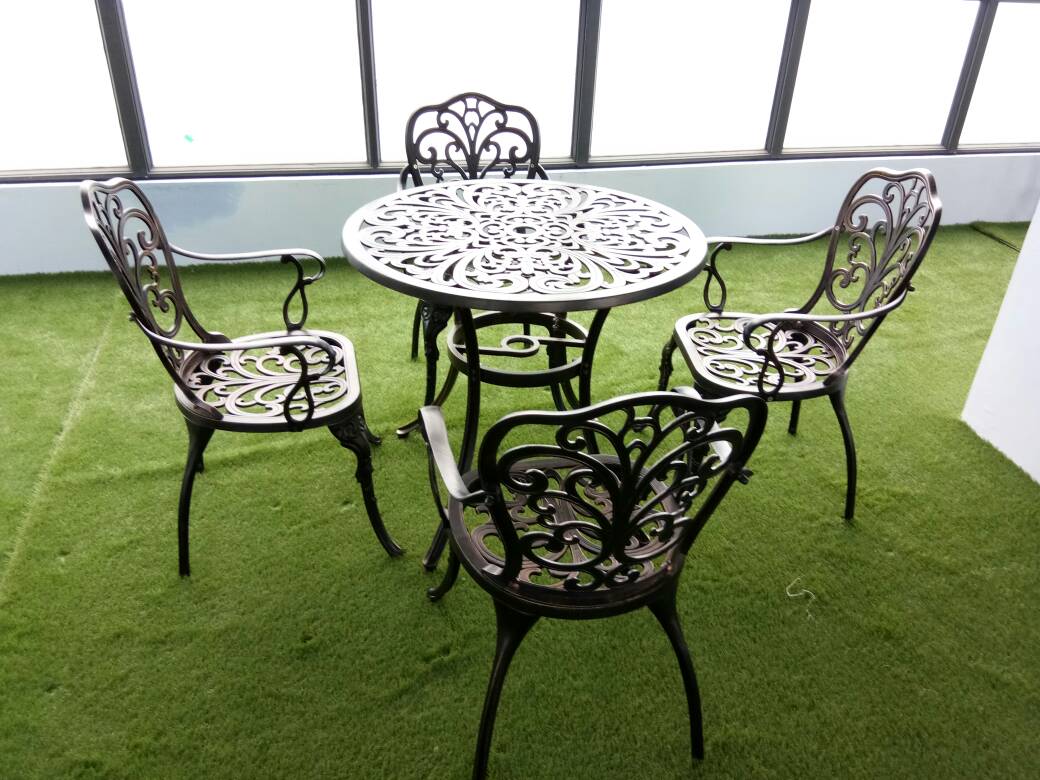 Мебель из металла на террасу и веранду, кованый стол со стульями, комплект садовой мебели из литого алюминия, металлический стол для летних кафе, литая чугунная и кованая мебель