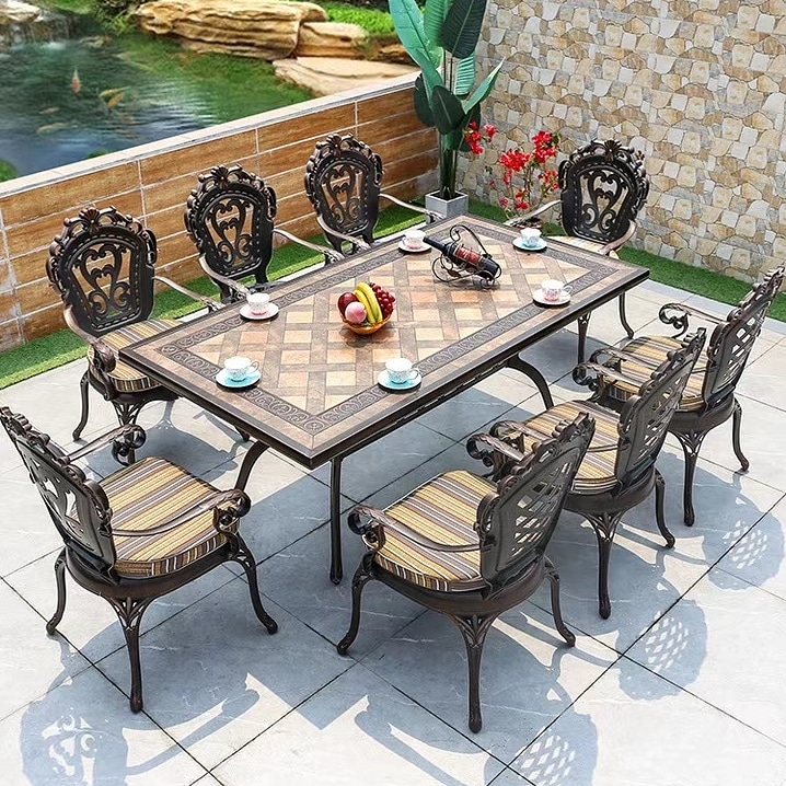 Стол с керамикой, элитная мебель для загородного особняка, стол обеденный с мозаикой, большой садовый личный стол, мебель для летних кафе и ресторанов, стол обеденный в беседку