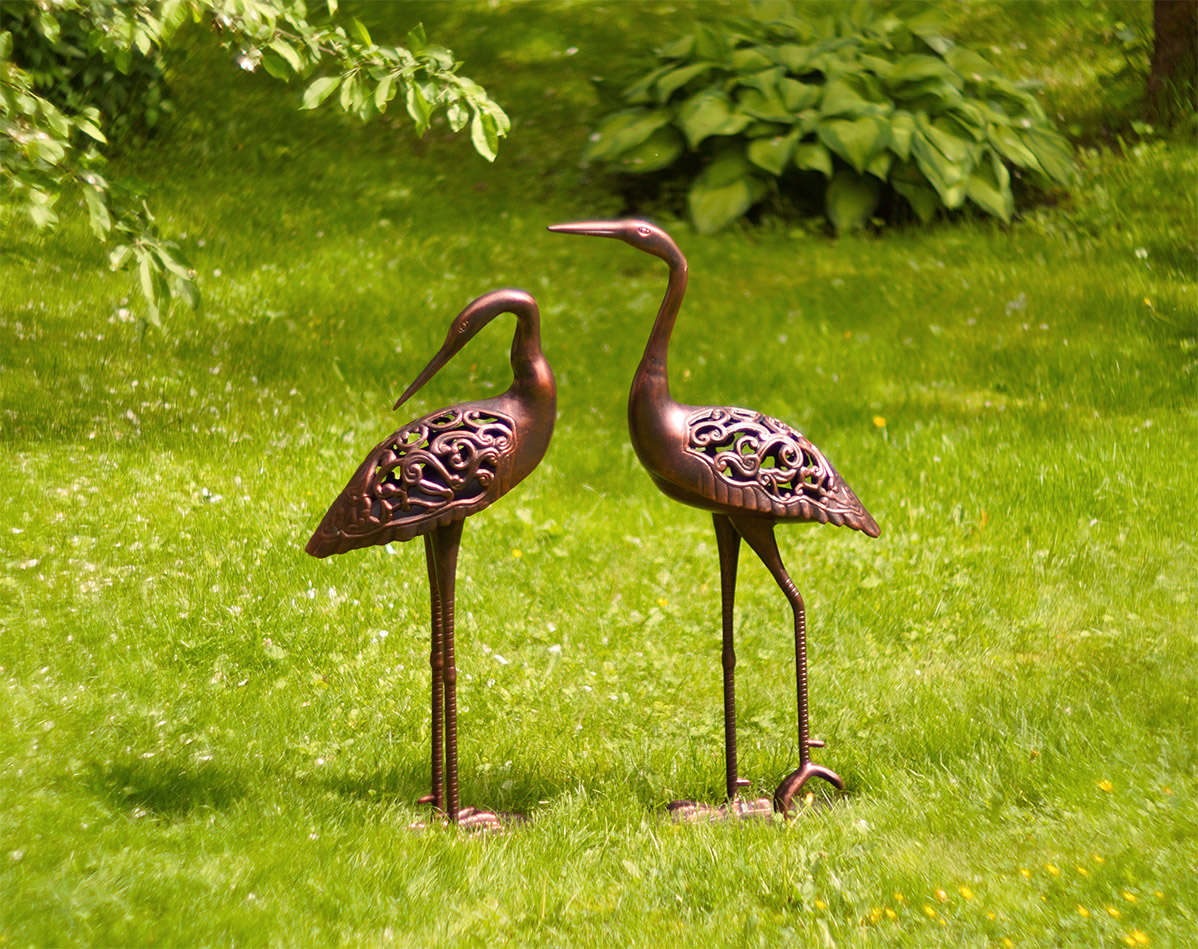 Садовая парковая скульптура из литого металла, фигурки птиц для украшения сада, садовый декор цапли