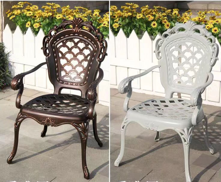 Садовое кресло из металла белого цвета, мебель для улицы и дачи, стул для летних кафе, чугунная мебель, кованое кресло