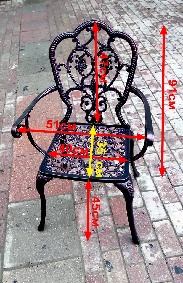 Литое чугунное кресло для сада, ажурный кованый стул, чугунная мебель, старинное металлическое кресло, стул с подлокотниками из литого чугуна, мебель в курилку