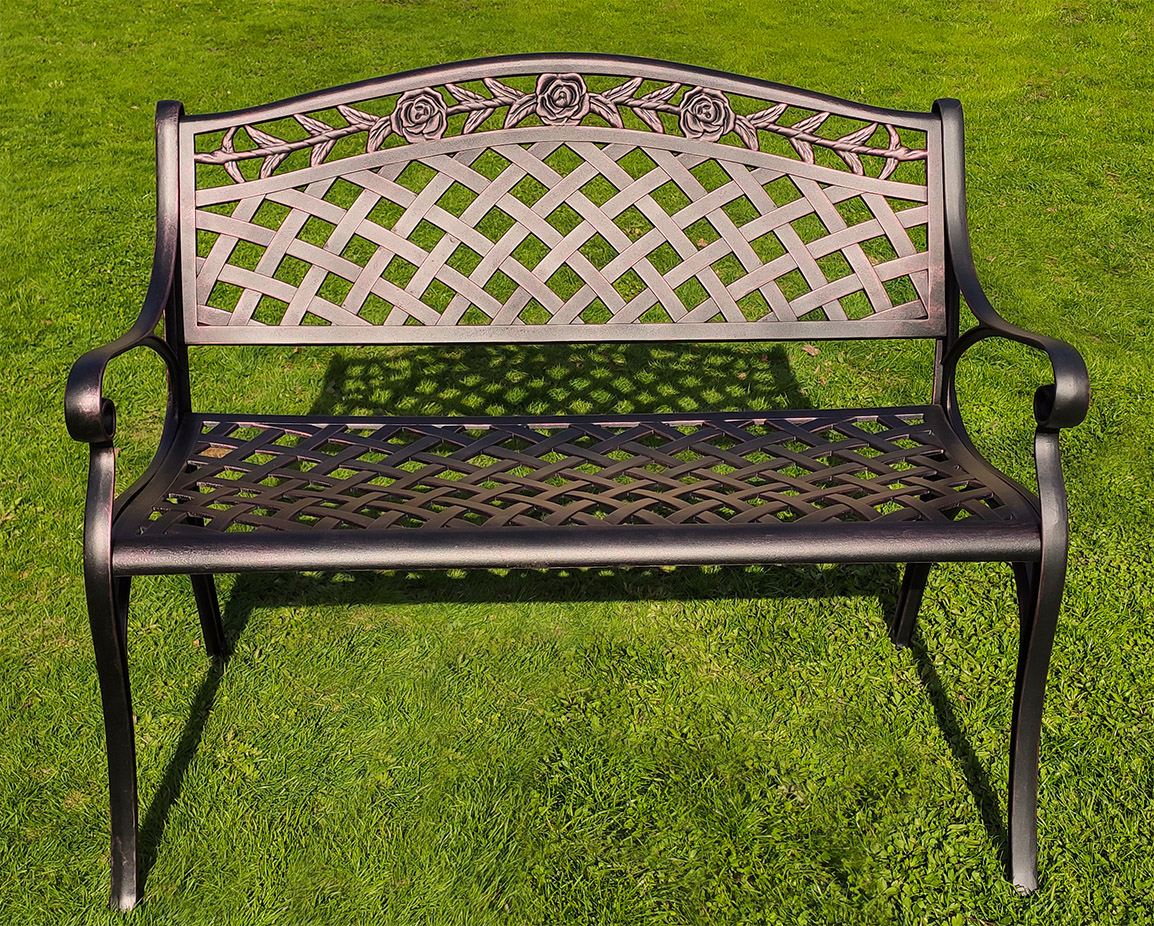 Ажурная скамейка для дачи, чугунная мебель из литого алюминия, садовый диван из литого металла, кованая скамейка чугунное литьё, мебель для пансионатов HoReCa