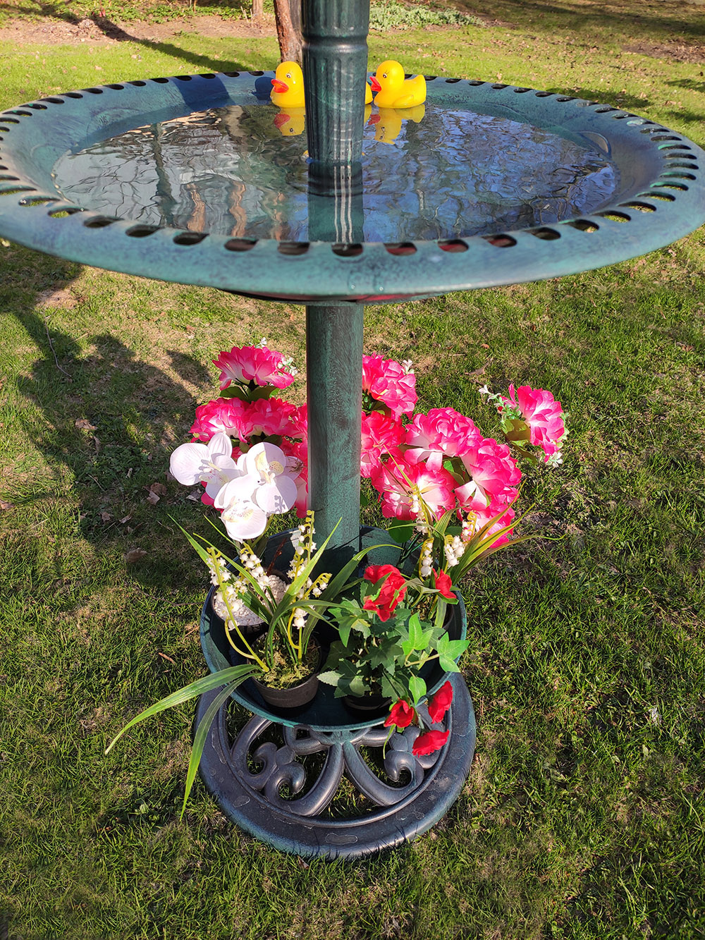 Кормушка -поилка для птиц Домик с фонариком, садовый вазон с птичьей ванной, декоративная чаша для сада, подарок дачникам