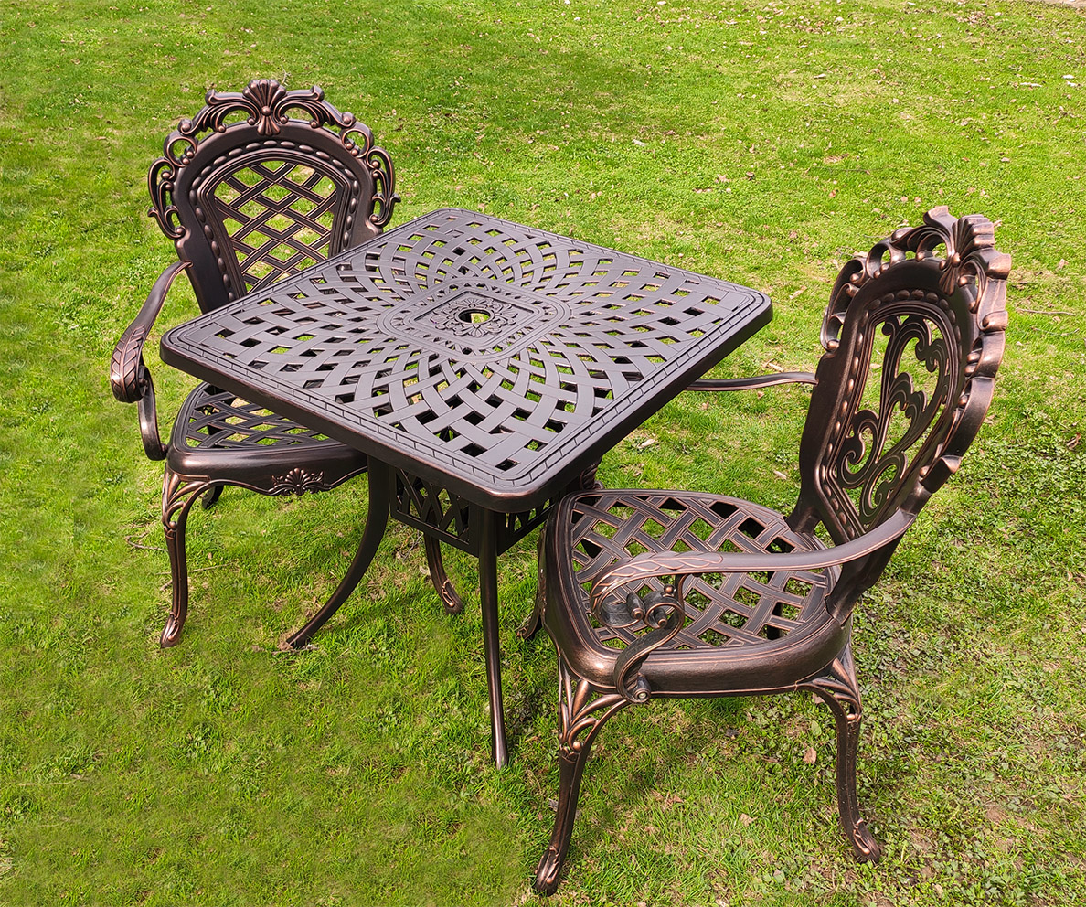 Кресла из чугуна, металлический садовый стол, мебель для сада от производителя, декоративные изделия из чугуна, продажа столов из алюминия для кафе