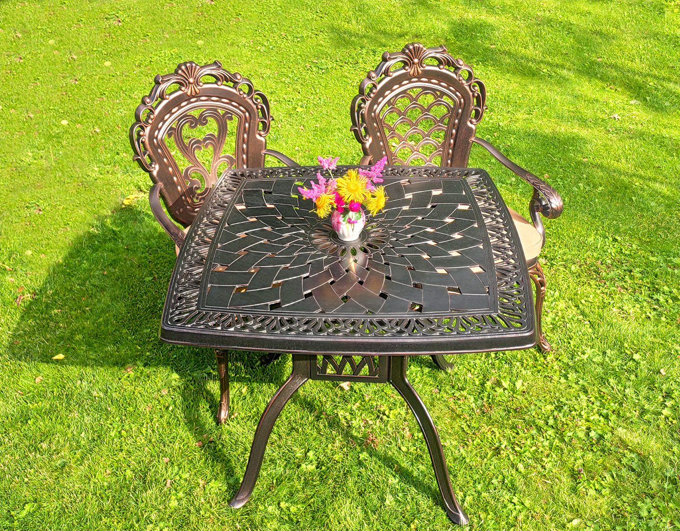 Комплект стол Фибоначчи 90х90см и два кресла Корона - Садовая мебель