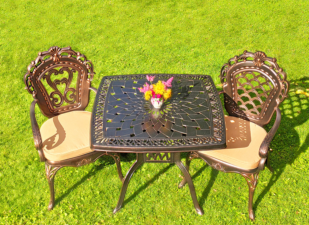 Металлическая мебель для сезонных веранд кафе и ресторанов, кованый стол для сада и ажурные кресла, чугунная мебель из литого алюминия, мебель патио в беседку и на веранду, стол и стулья на крыльцо