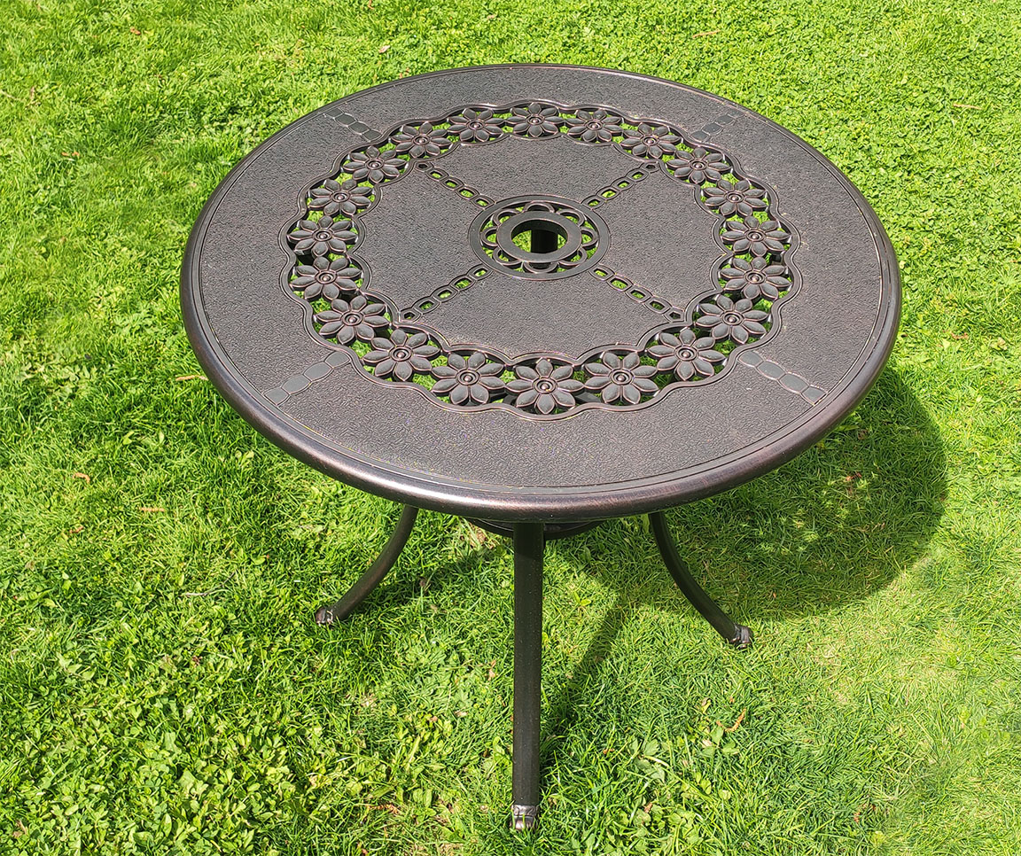 Садовый металлический стол для дачи, чугунная мебель из литого алюминия, круглый уличный столик, столы для летних кафе, мебель в беседку, кованый стол из литого металла