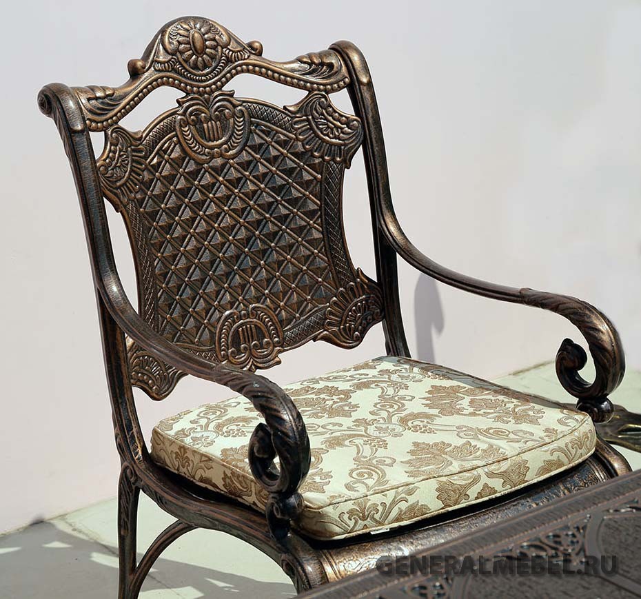 Кресло Дженерал литое, металлическая мебель для улицы, стол и кресло в беседку, кресло из металла к обеденному столу, литое дизайнерское кресло.