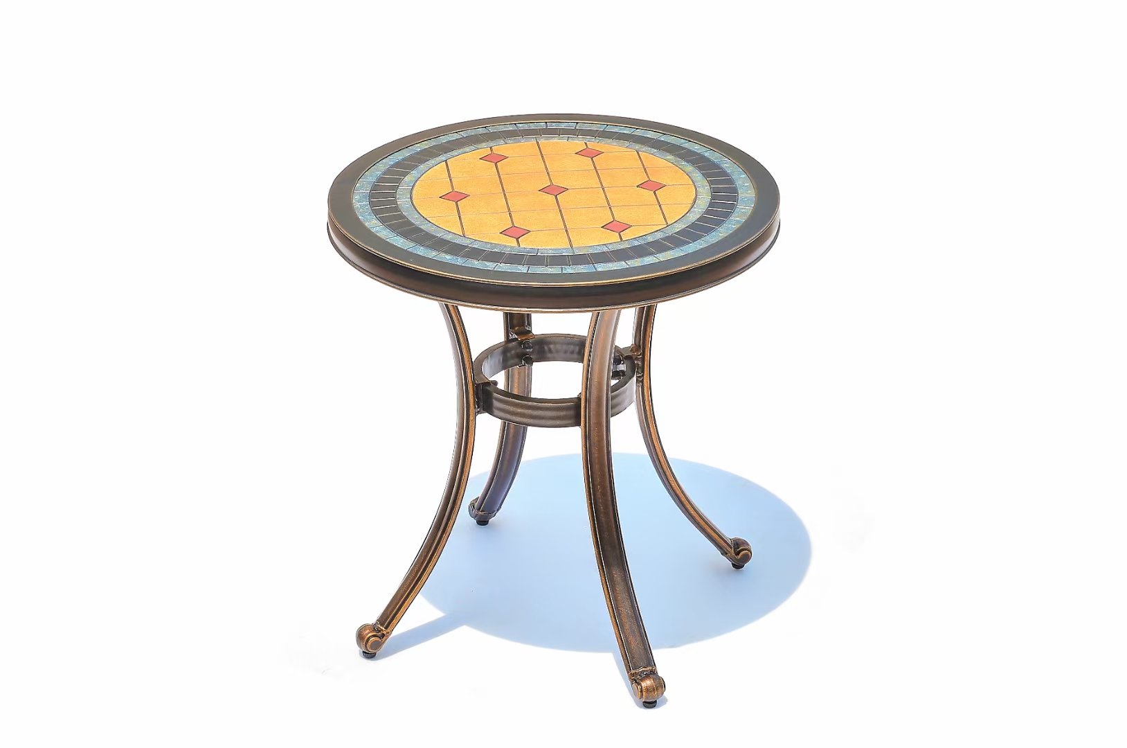 Металлический столик с мозаикой для сада, мебель бистро для кафе, садовый стол с керамической столешницей, металлическая мебель для дачи, чугунный стол