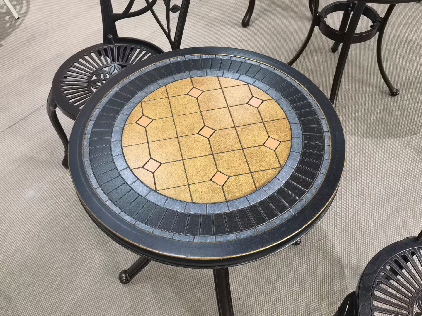 Металлический стол для дачи с мозаикой, уличная мебель из литого алюминия, стол садовый из металла на дачу, мебель для летних веранд кафе