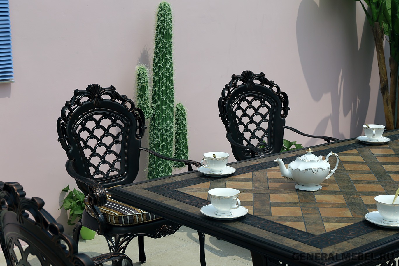 Кресла корона Арки, стол Керамик, литая мебель из алюминия, уличная кованая мебель, стулья и столы для кафе, кованая мебель для дачи