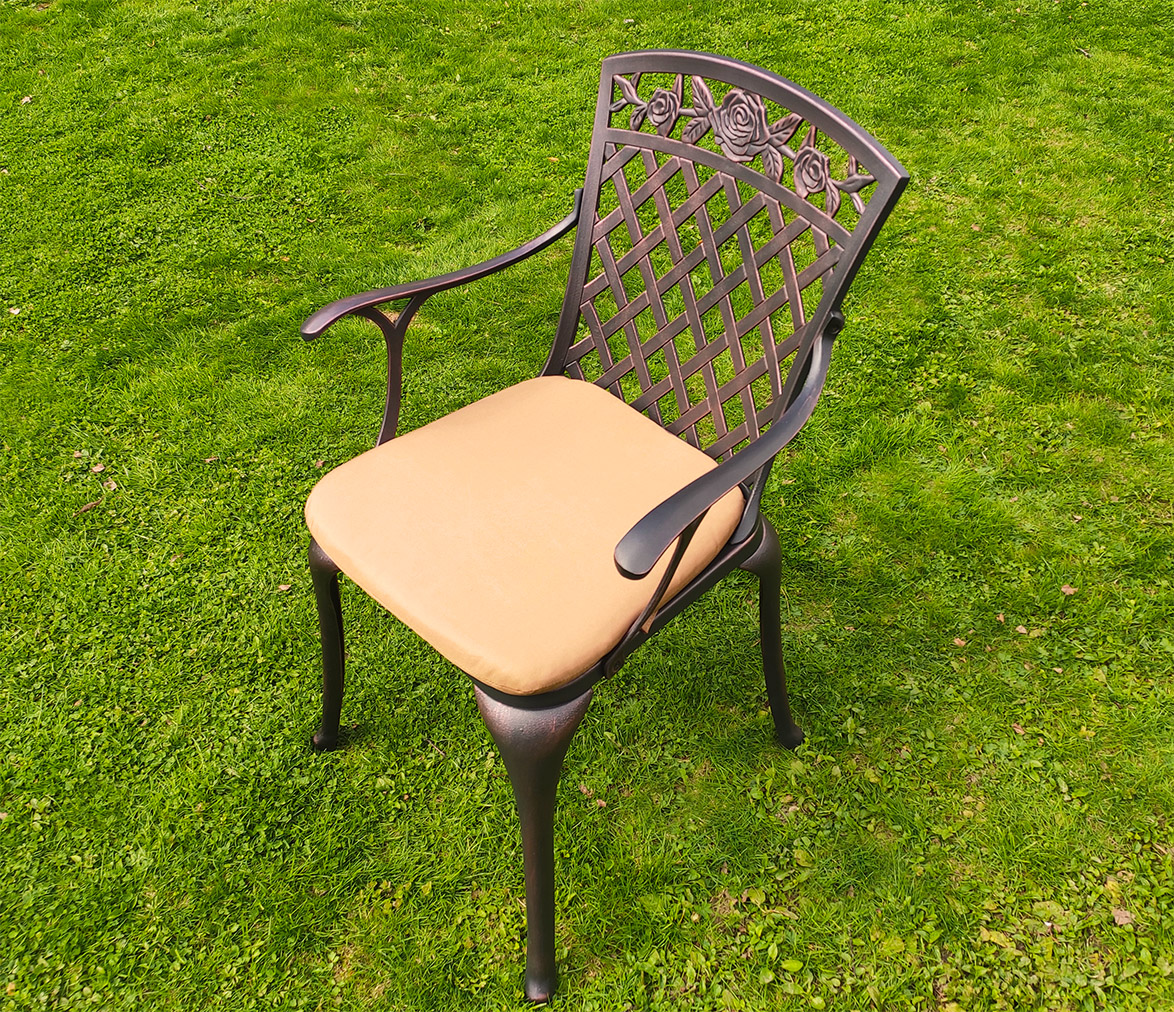 Кованое кресло для сада и дачи, мебель для улицы из литого алюминия, чугунный стул в беседку, кресло из металла для сада, мебель для летних веранд кафе