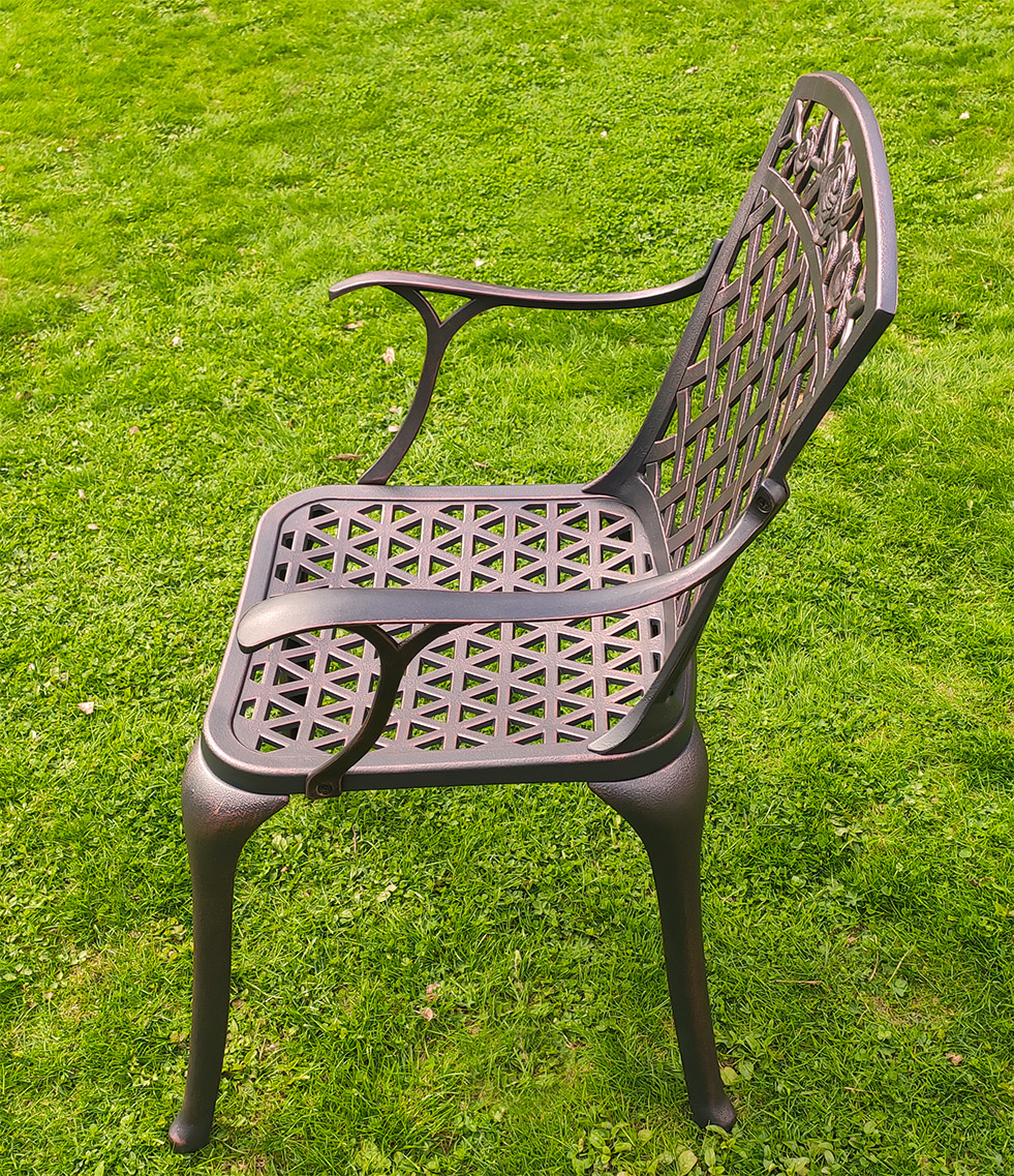 Металлическое кресло для сада, стул для улицы из литого алюминия, кованая мебель для кафе и ресторанов, садовое чугунное кресло