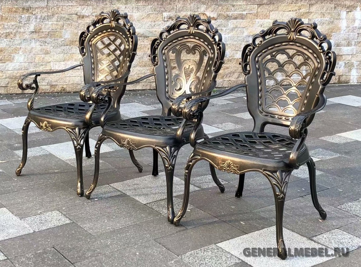 Комплект стол Фибоначчи 90х90см и 4 кресла Корона - Садовая мебель