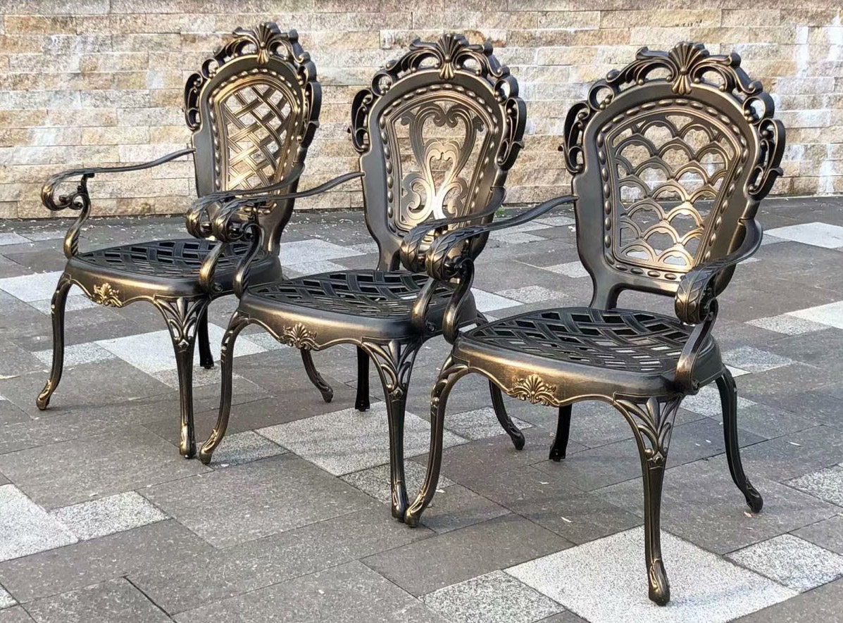 Кресла из металла для улицы, садовая мебель из металла для дачи, мебель из литого алюминия и чугуна, стулья и кресла металлические для летних кафе, металлическая мебель