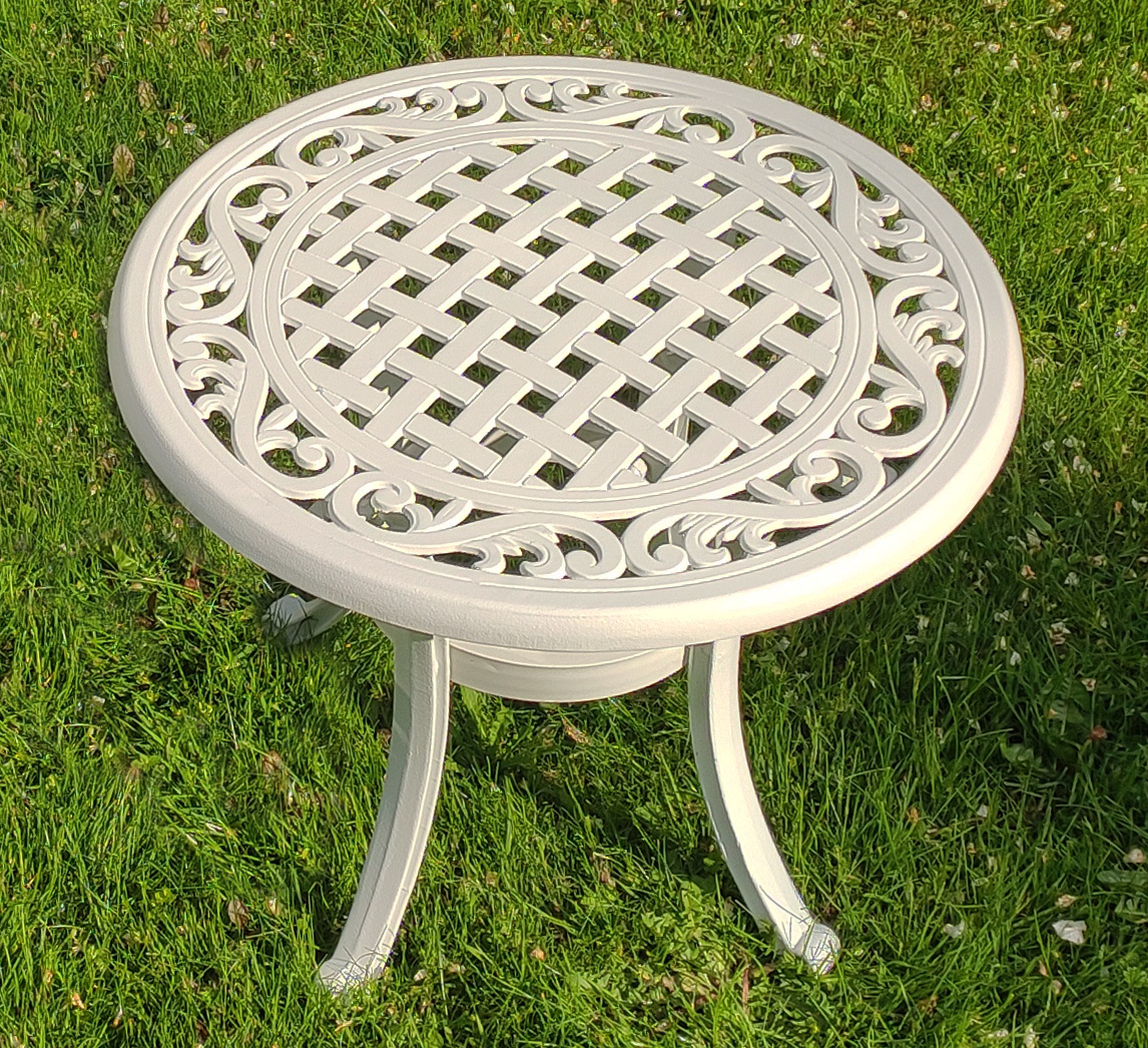 Столик кофейный из металла, белый садовый стол, чугунная мебель, стол в беседку, мебель из литого алюминия
