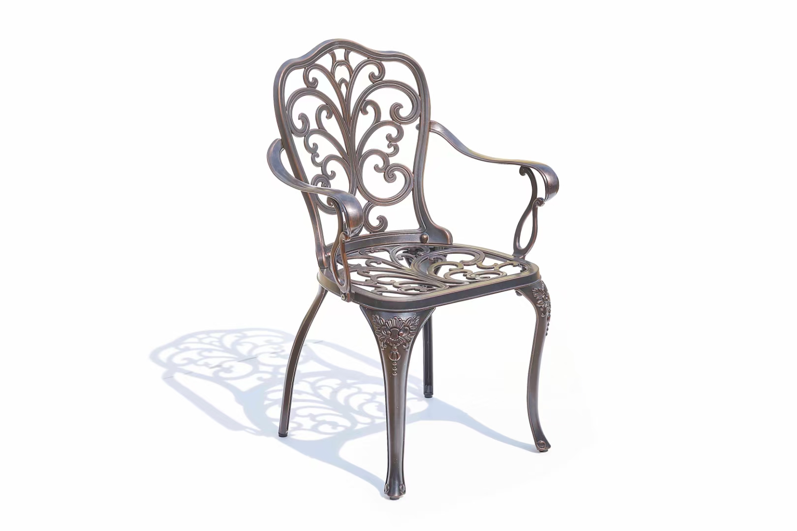 Уличное кованое кресло для дачи из литого алюминия, Ажурная чугунная мебель, кружевное кресло с подлокотниками из металла, стулья для летних кафе