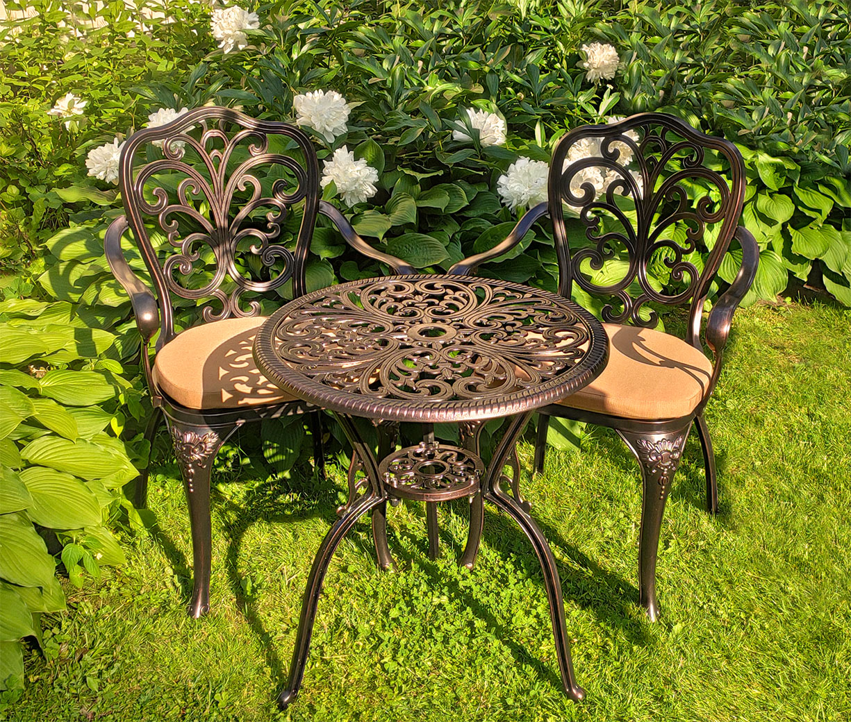Кружевная кованая садовая мебель, стол для сада круглый чугунное литьё, металлическая садовая мебель оптом от производителя, 