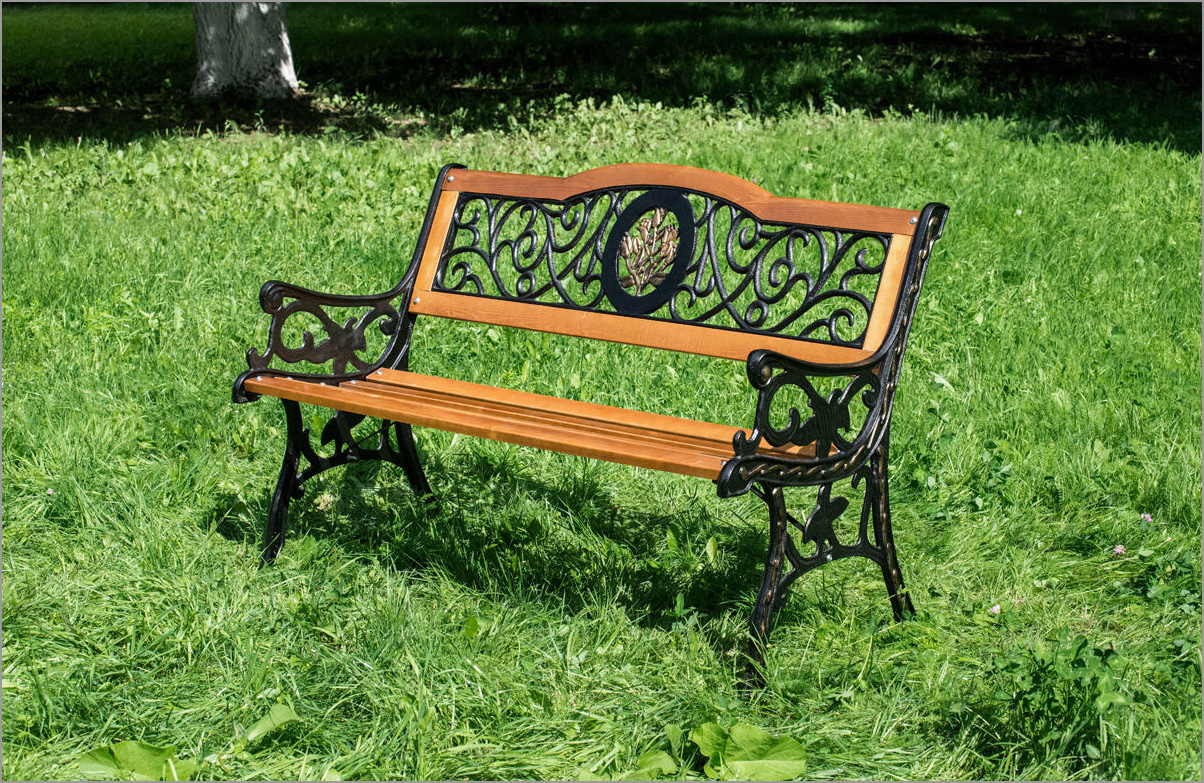 Чугунная скамейка Лилия, уличная мебель, лавка для дачи, садовая скамейка, мебель патио