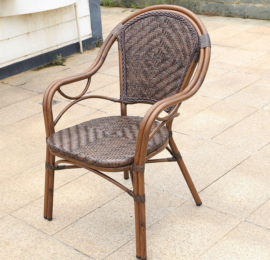 Кресло с плетением Медиабелло, мебель из искусственного ротанга для кафе, плетёный стул на алюминиевом каркасе, садовая мебель из ротанга, плетёное кресло для дачи