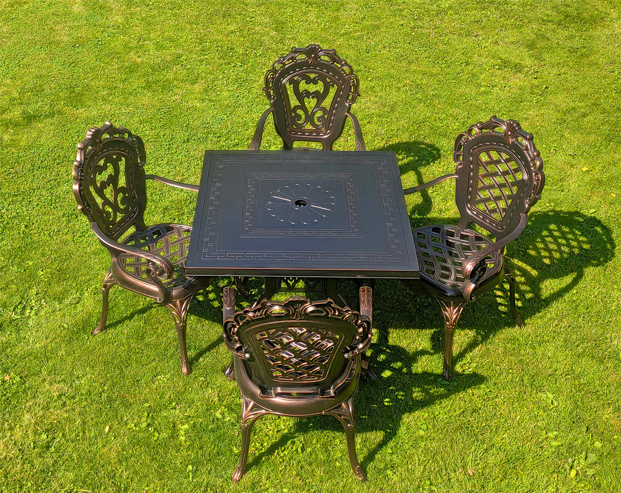 Садовая мебель из литого алюминия от производителя, металлический уличный стол со стульями для пансионата и летнего кафе, чугунная мебель, садовый стол чугунное литьё, кресло из чугуна литое