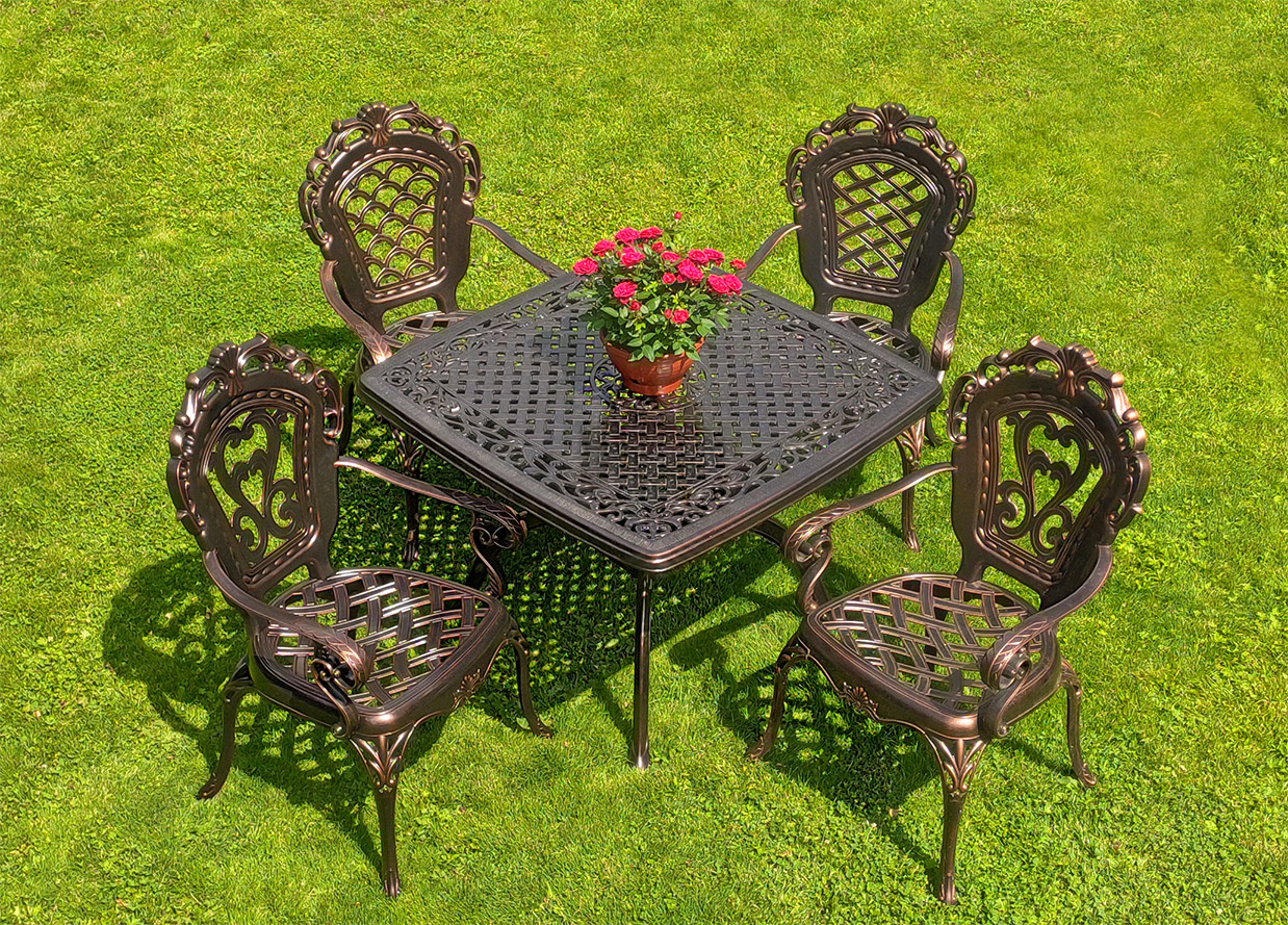 Мебель для сада и дачи из металла, кованый стол для улицы со стульями, комплекты мебели бистро для кафе, ажурный стол, уличное кресло Барокко из металла