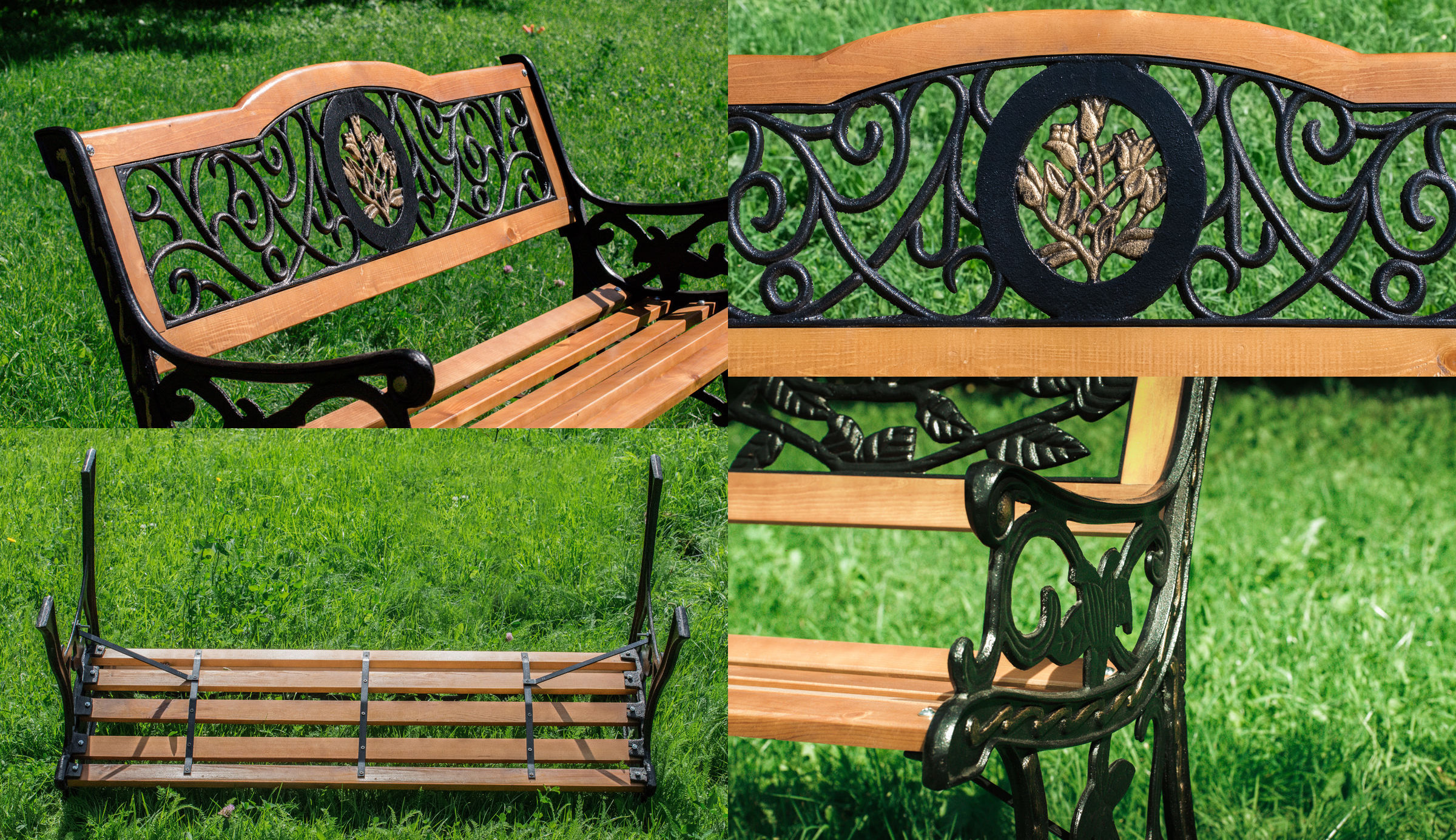 Чугунная скамейка Лилия, лавка уличная мебель, садовая скамейка для дачи