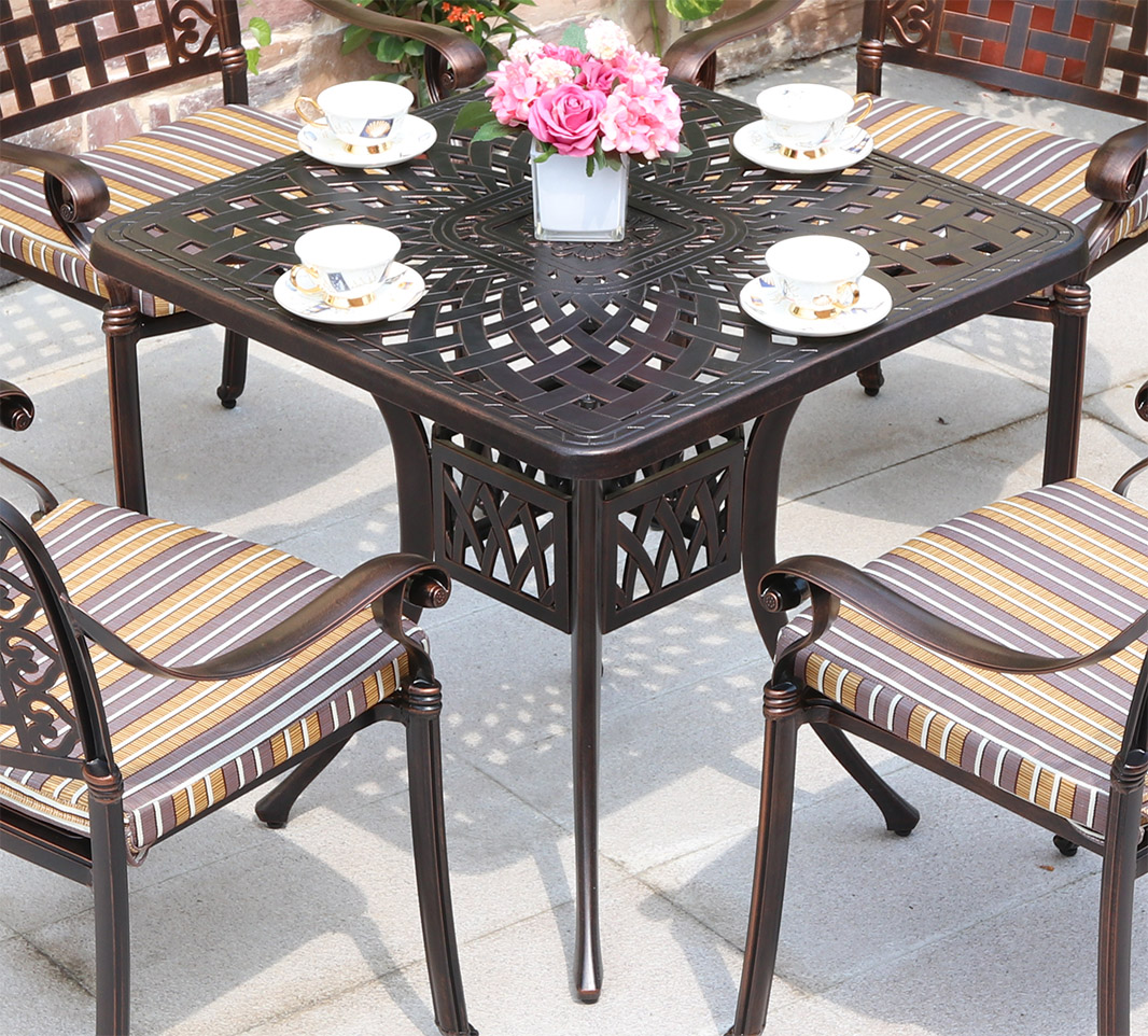 Садовый стол из металла для дачи, кованая мебель в беседку, ажурный металлический стол для кафе, уличная мебель из литого алюминия, чугунный стол в сад