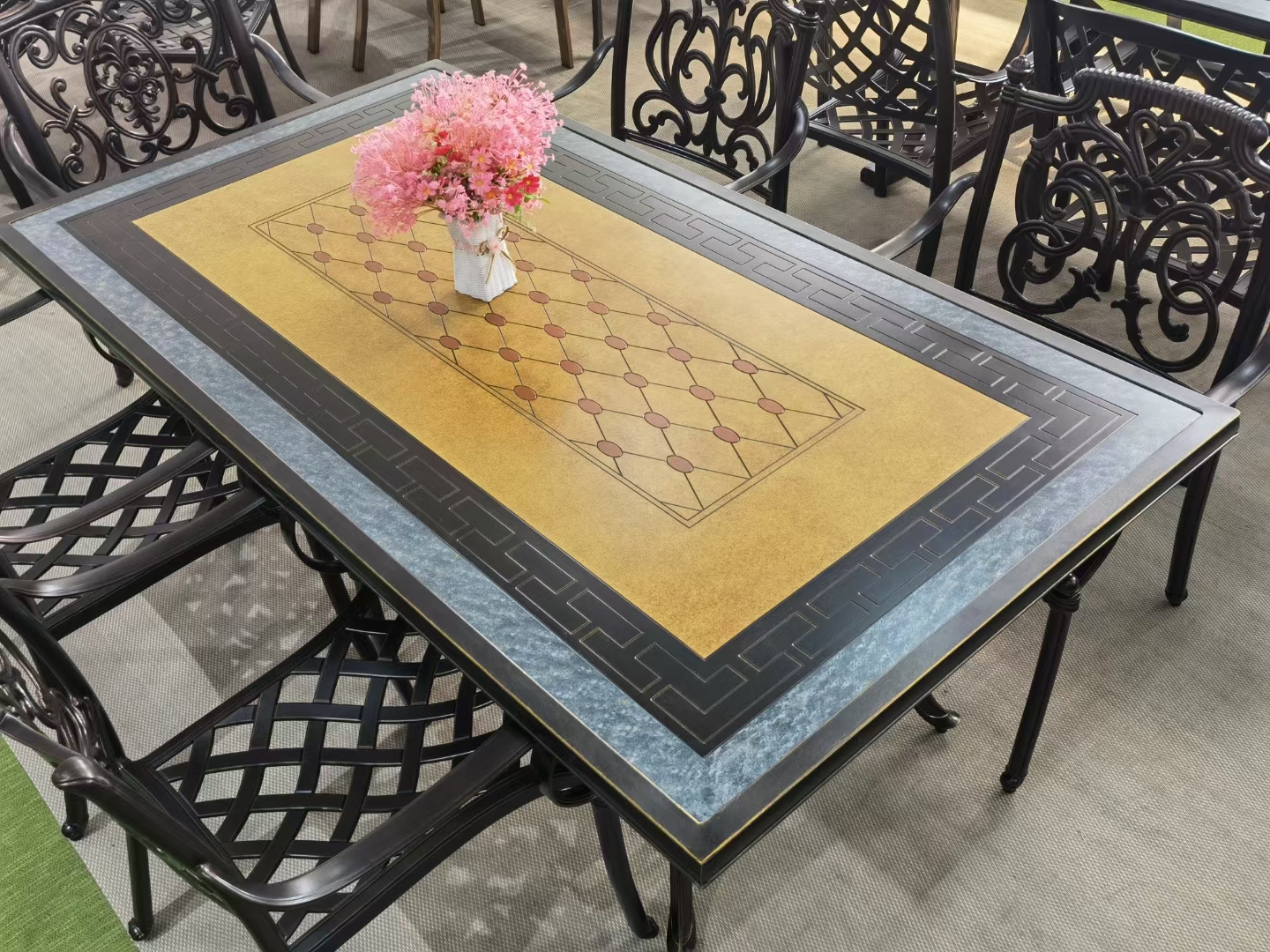 Уличный стол обеденный металлический, мебель для кафе и ресторанов, большой стол для дачи в столовую, кованый стол из литого алюминия, чугунная мебель для дачи