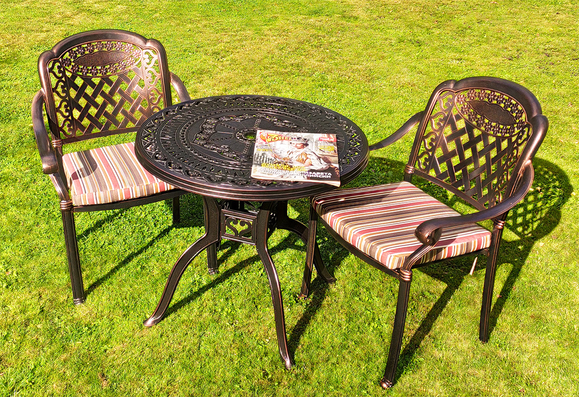 Чайный комплект металлической садовой мебели, круглый стол из металла для дачи, мебель для летних веранд кафе и ресторанов, кованая мебель патио