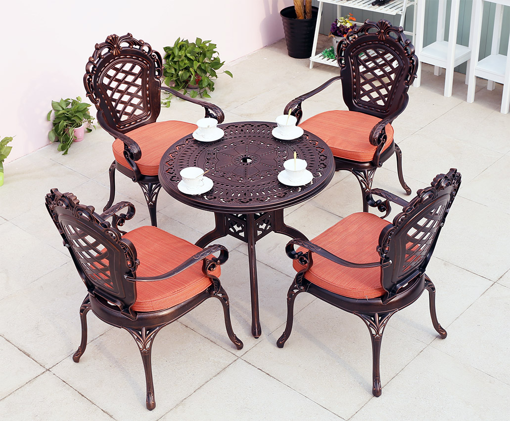 Садовый стол из металла для дачи, круглый ажурный стол для сада, уличная чугунная мебель, стол для летних кафе круглый, кованая садовая мебель