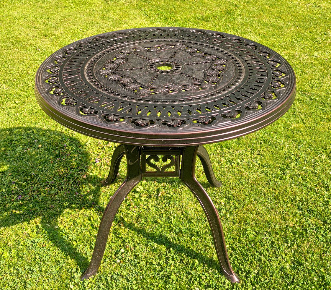 Круглый стол из металла для сада и дачи, уличная чугунная мебель из литого алюминия, кованый круглый садовый стол, производство мебели из литого алюминия